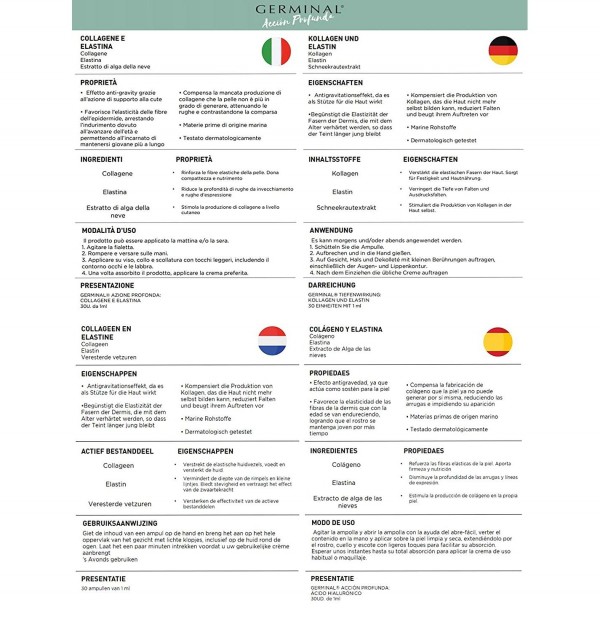 Germinal Acción Profunda Colágeno Y Elastina, 30 Ampollas 1 ML. - Alter Cosmetica