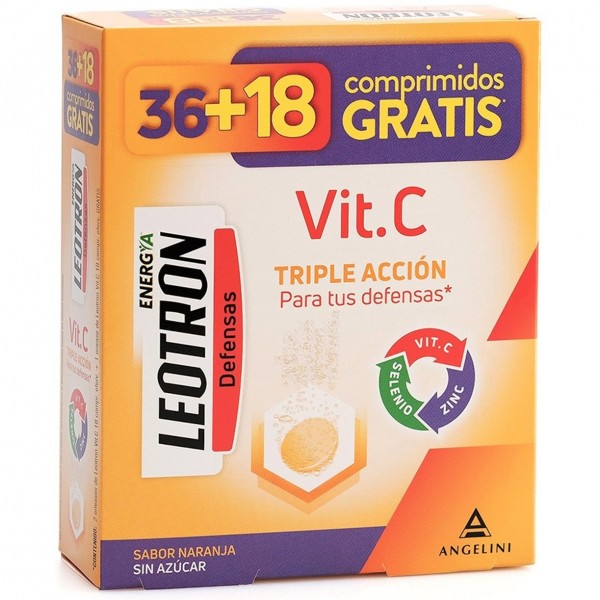 Vitamina C Triple Acción Comprimidos Efervescentes 36 + 18 De Regalo Naranja 54 U