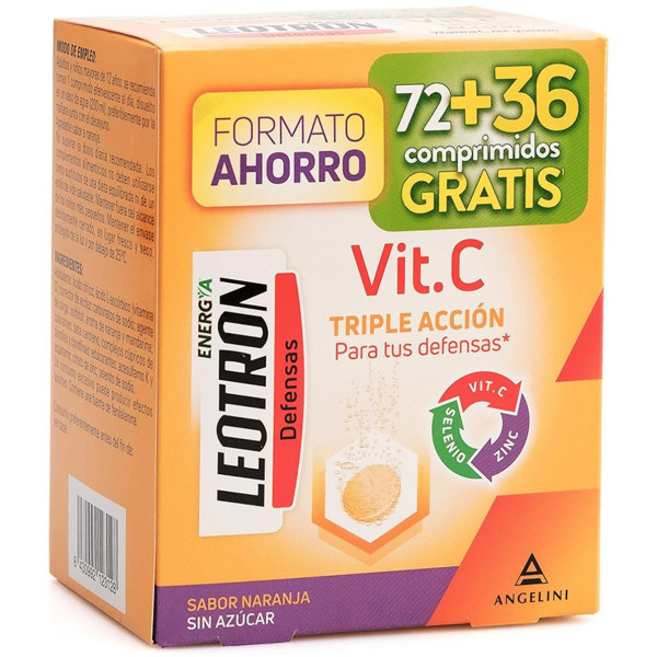 Vitamina C Triple Acción Comprimidos Efervescentes 72 + 36 De Regalo Naranja 54 U