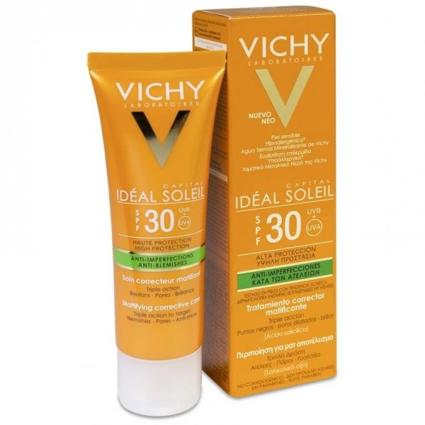 Vichy Idéal Soleil Cuidado Protector Anti-Imperfecciones 3 En 1 Spf30+ 50Ml