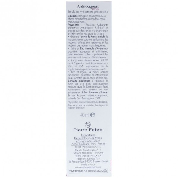 Avène Anti-Rojeces Día Emulsión Hidratante Protectora Spf 20, 40 Ml