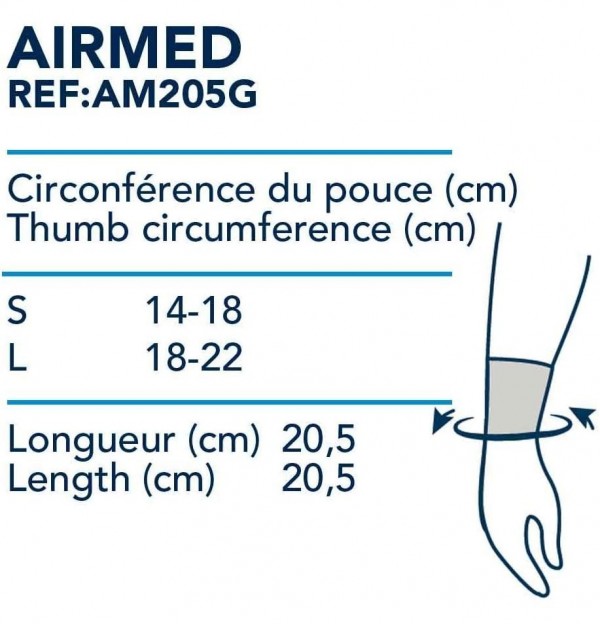 Muñequera Inmovilizadora Palmar - Airmed Ref Am205G S (1 Unidad Talla S)