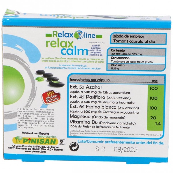 Relaxline - Relaxcalm - Pinisan - 30 Cápsulas