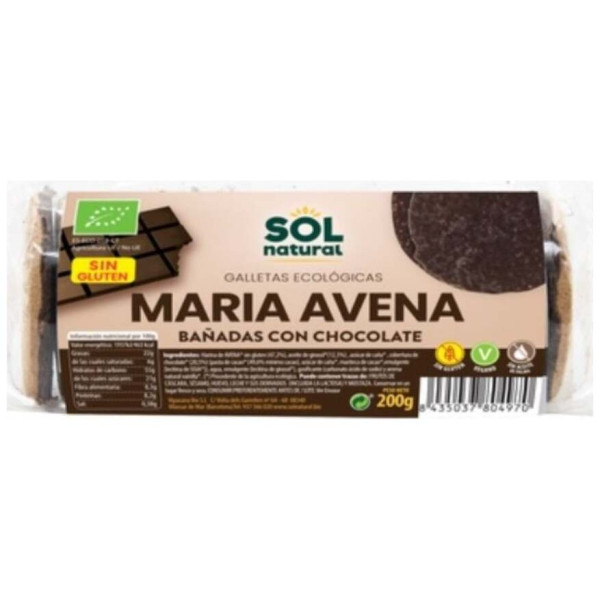 Solnatural Galleta María Avena Chocolate Eco Sin Gluten 200G