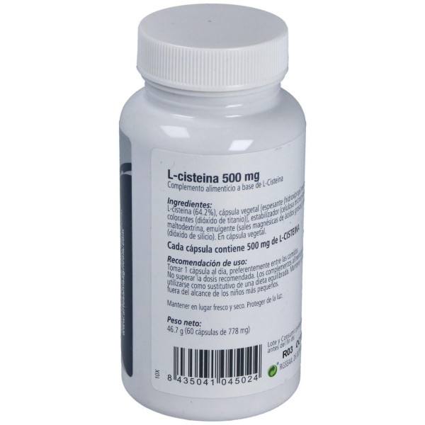 L-Cisteína 60 Cápsulas 500Mg Por Cápsula