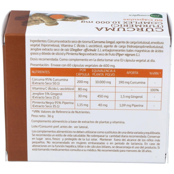 Curcuma 10.000Mg. +Jengibre+Pimienta 60Cap.