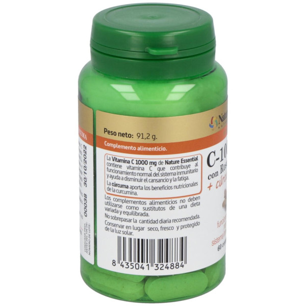 Nature Essential Plus Vitamina C 1000Mg Rose Hips+Curcuma 60Comp