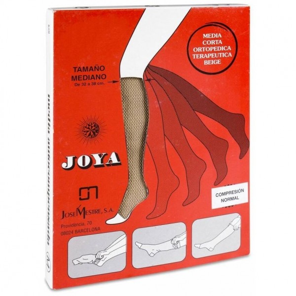 Joya Media Corta De Compresión Normal Beige Talla Mediana, 1 Ud