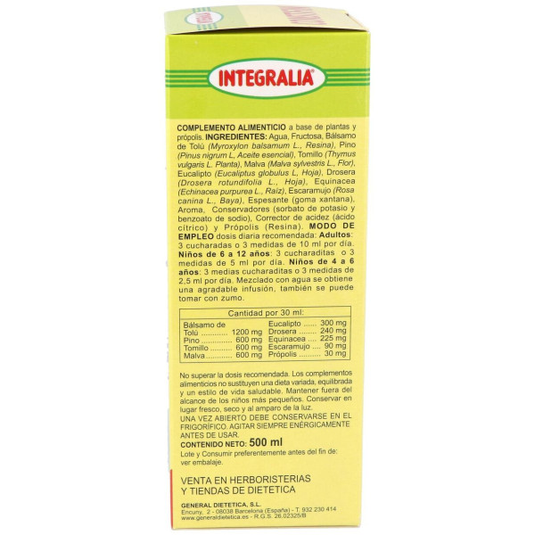 Integralia Jarabe Constifin Sin Azucar 500Ml