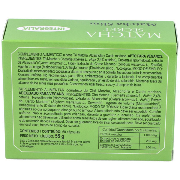 Té Matcha + Alcachofa + Cardo Mariano Integralia 60 Capsulas