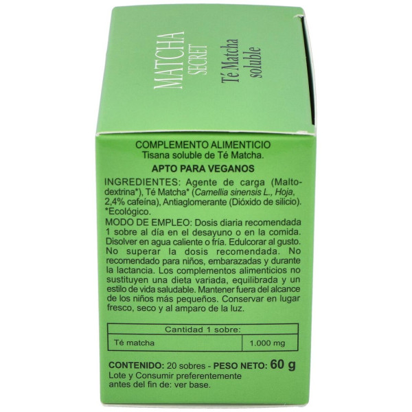 Té Matcha Ecologico Soluble Integralia 20 Sobres