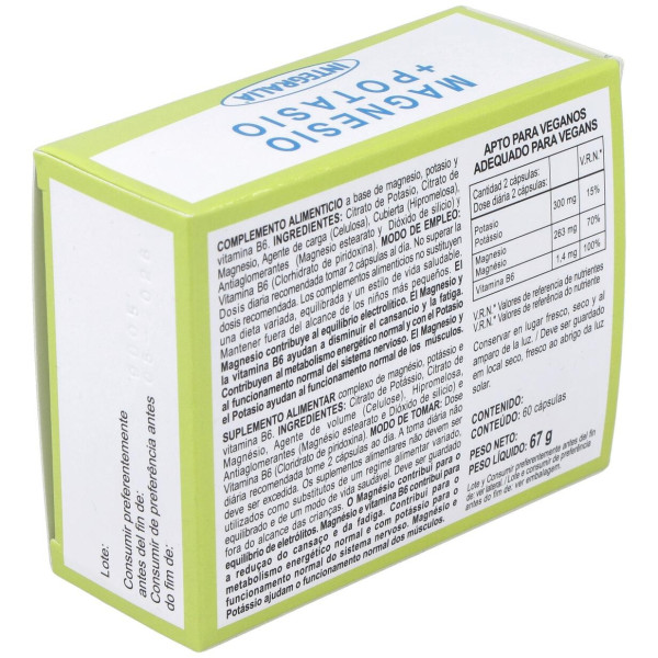 Integralia Suplemento De Magnesio, Potasio Y Vitamina B6 60 Cápsulas