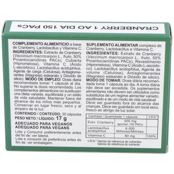 Cranberry 1 Al Dia 150Pacs 30Cap.