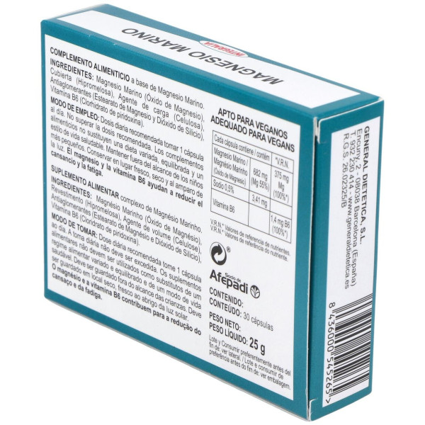 Magnesio Marino Con Vit. B6 30Cap.