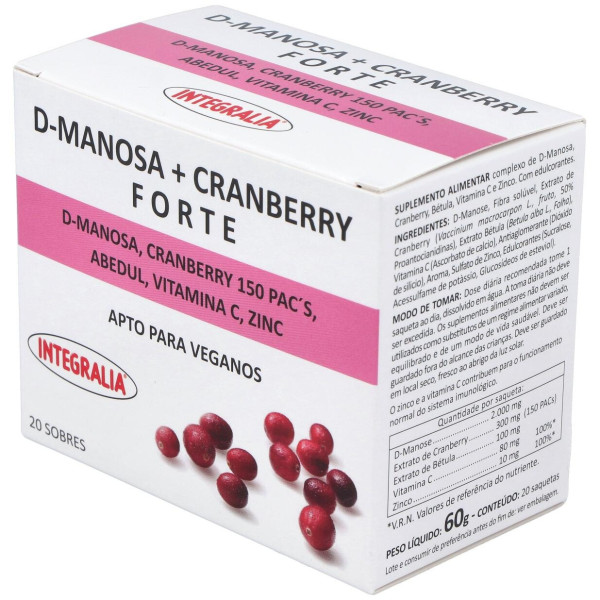 Integralia D-Manosa+Cranberry Forte Abedul Vit C Zinc 20 Sobres