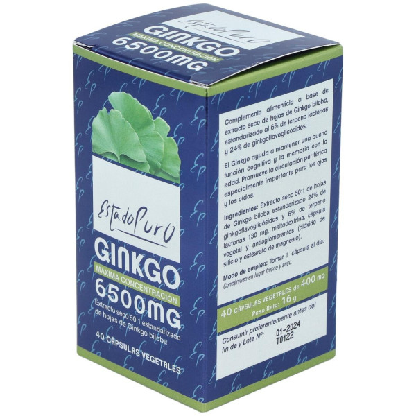 Ginkgo 6500Mg. 40Cap. Estado Puro