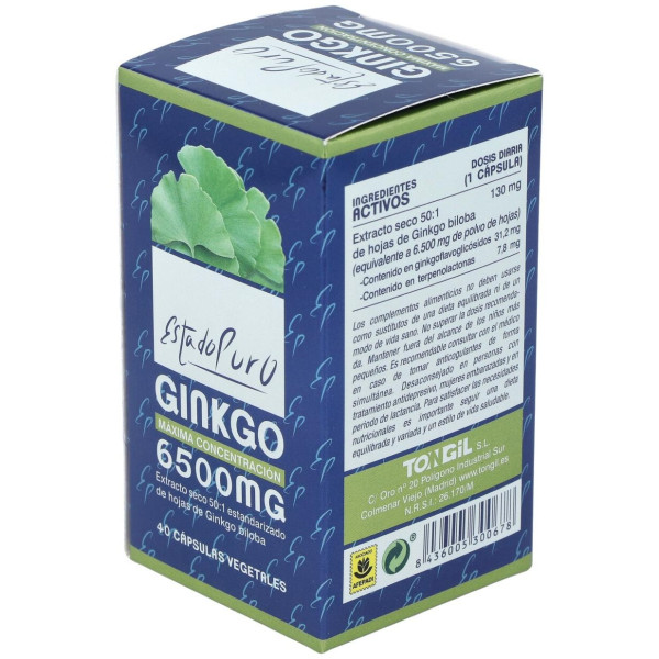 Ginkgo 6500Mg. 40Cap. Estado Puro