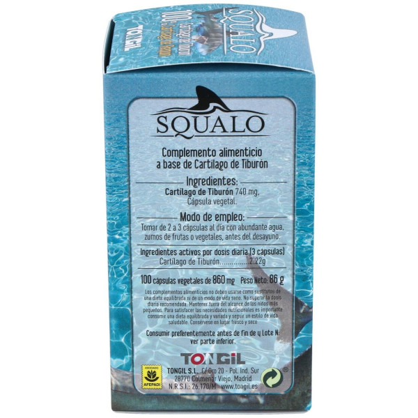Squalo Cartilago De Tiburon Puro 750Mg. 100Cap.