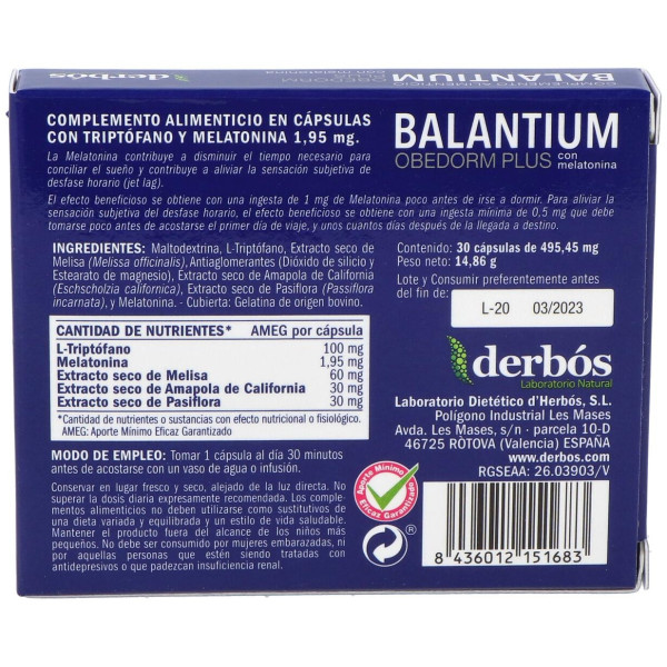 Balantium Obedorm Plus 30Cap.