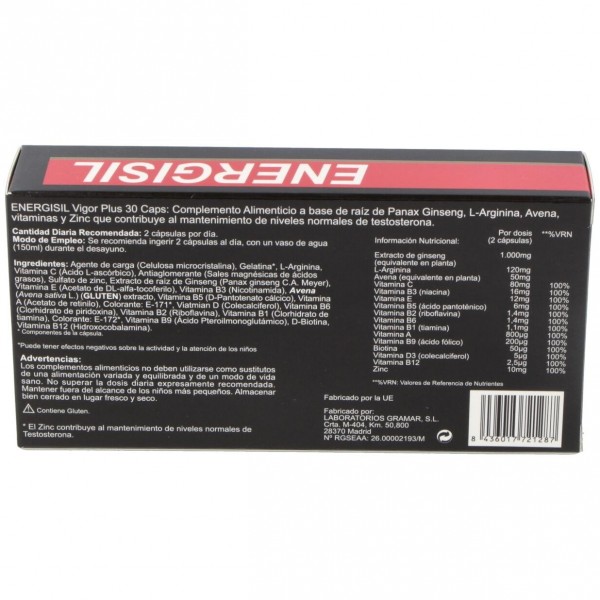 Energisil Vigor Plus (Ginseng+Arginina) 30Cap.