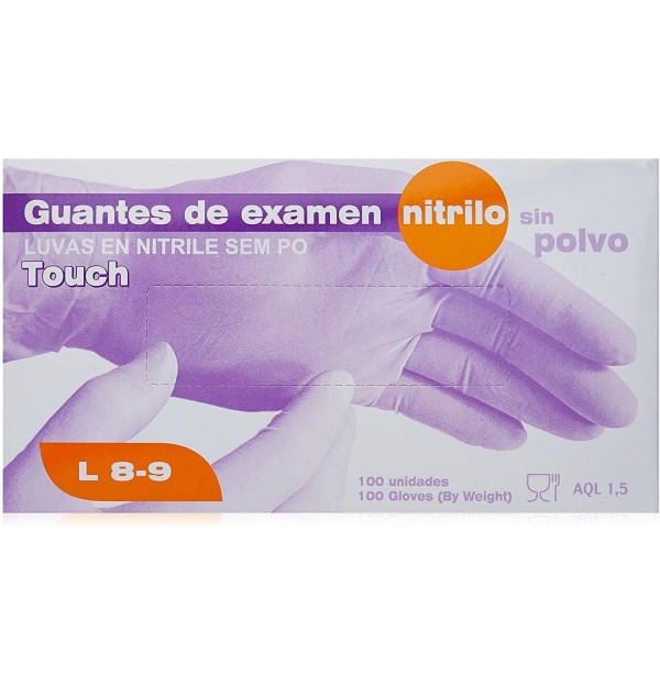 Guantes De Nitrilo Sin Polvo (100 Unidades Talla Grande)