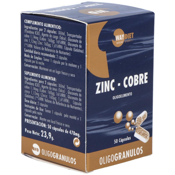 Waydiet Natural Products Zinc-Cobre Oligogranulos 50Caps