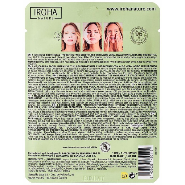 Iroha Nature Mascarilla Aloe+Ah Reconfortante Hidratante 20Ml