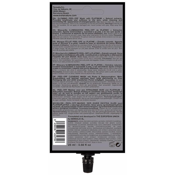 Iroha Platinum Peel-Off Mascarilla Facial Iluminadora 4Uds