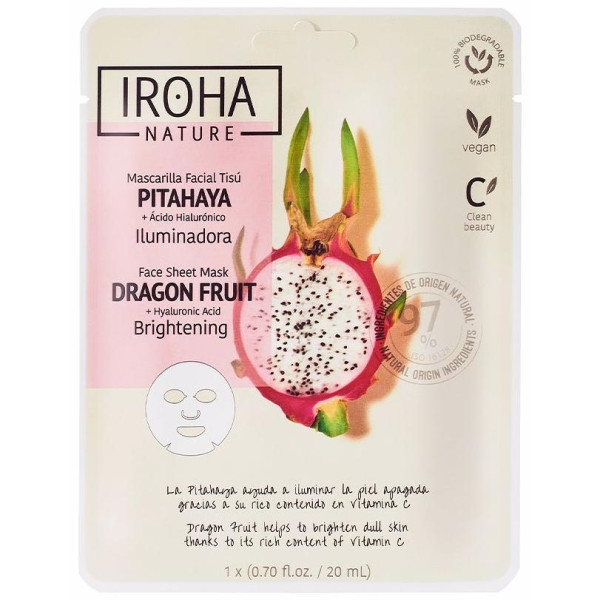 Iroha Nature Mascarilla Facial Tisú Iluminadora Pitahaya 20Ml