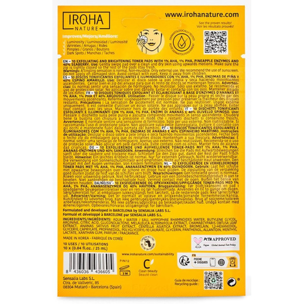 Iroha Nature Discos Tónico Exfoliante 10Uds