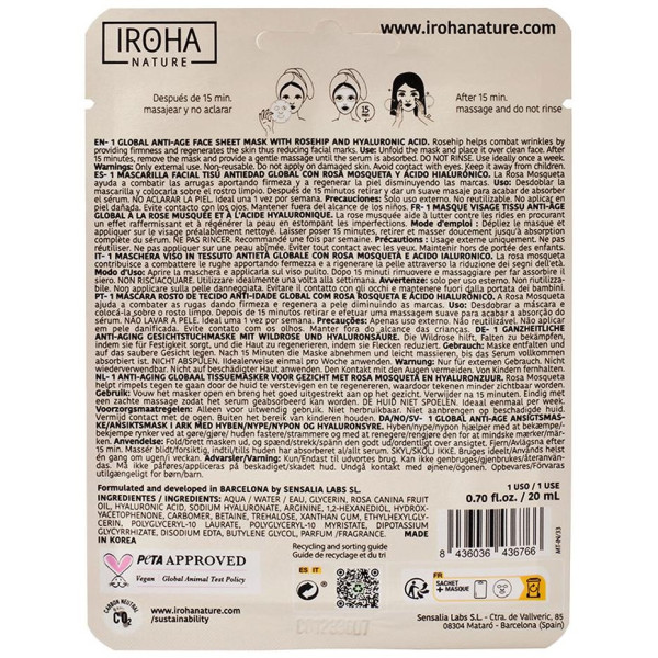 Iroha Nature Mascarilla Antiedad Global Rosa Mosqueta 20Ml