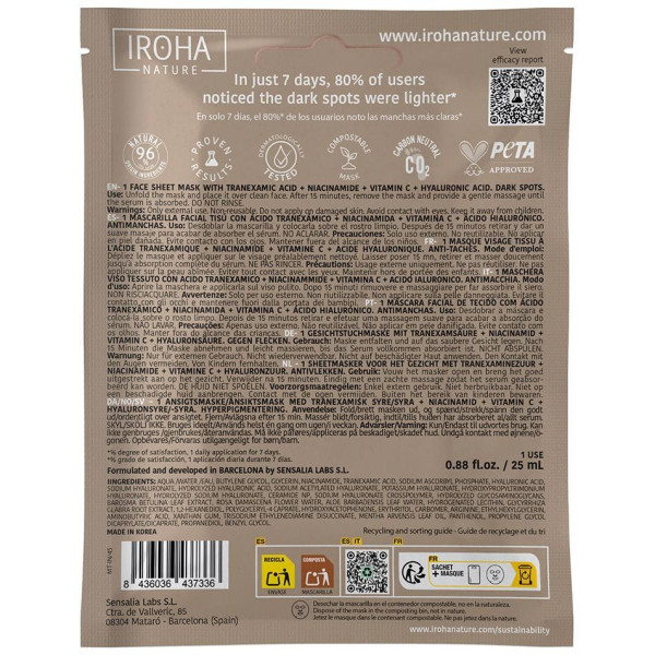 Dark Spots Mascarilla Facial 1 U