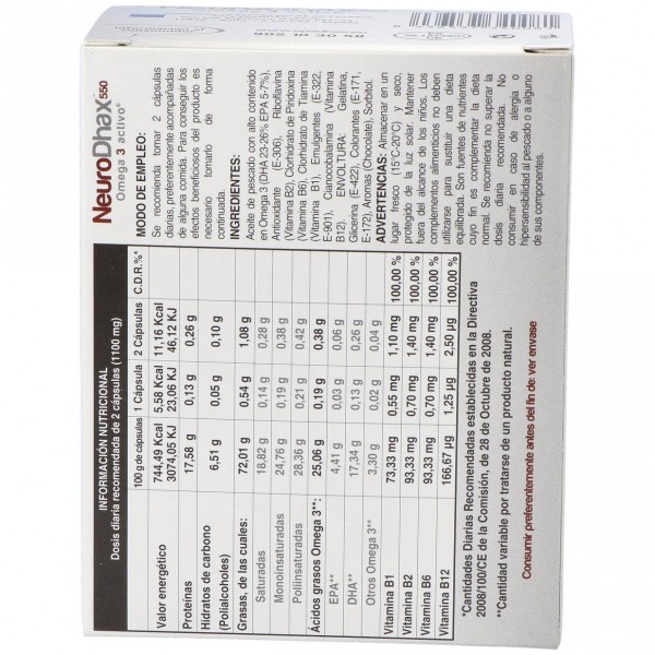 Neurodhax Omega 3 Activo 550 Mg 80 Caps