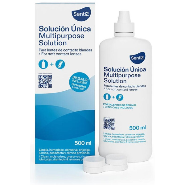 Senti2 Única Solución Con Ácido Hialurónico + Portalentes 500Ml