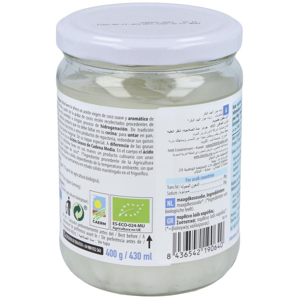 Aceite Virgen De Coco 1ª Presion Frio 400Gr. Bio