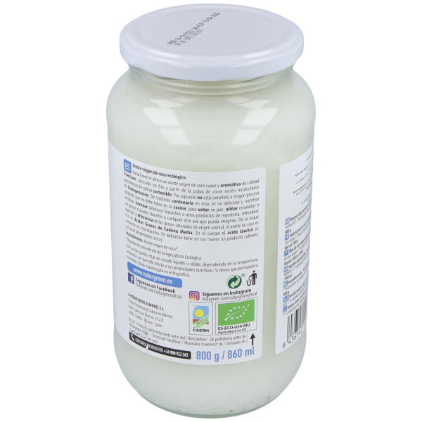 Aceite Virgen De Coco 1ª Presion Frio 800Gr. Bio