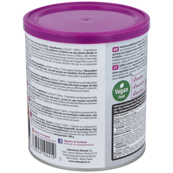 Naturgeen Eritritol Bio 500 Gamos