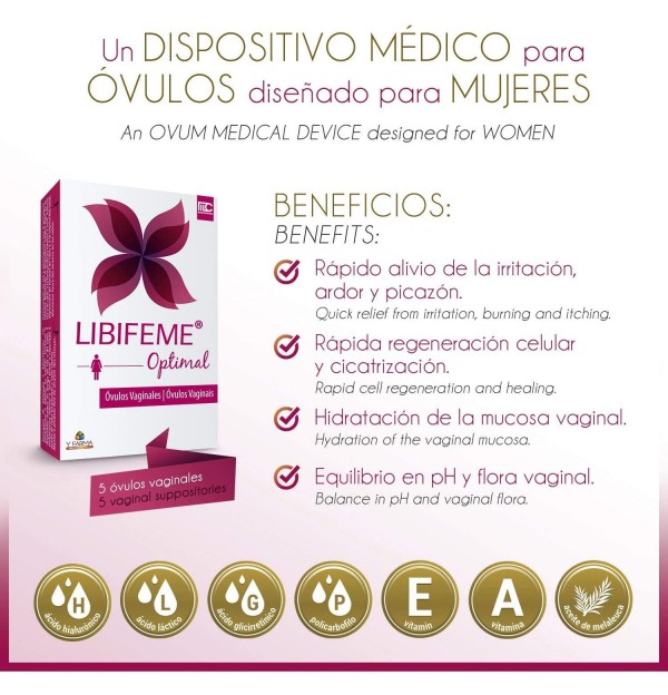 Libifeme Optimal Ovulos Vaginales, 5 Ovulos. - Y Farma
