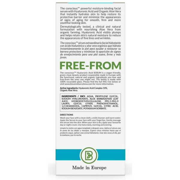 Hyaluronic Acid Ultra-Hydrating Super Serum Organic Aloe Vera 30 Ml