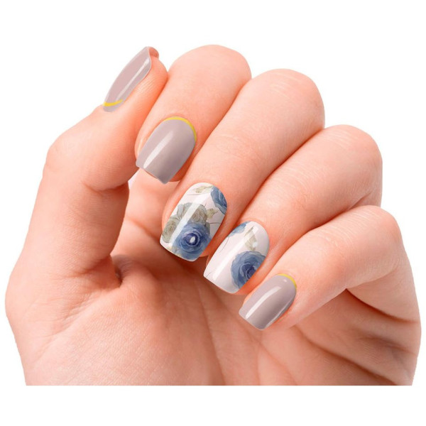 Láminas De Uñas De Gel Elegant Floral Premium Luxe Metallic 20 U