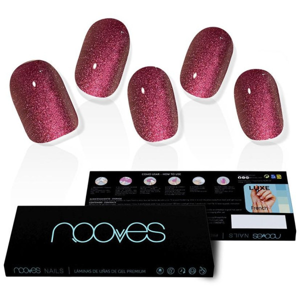 Láminas De Uñas De Gel Ruby Claret Premium Glam Glitter 20 U