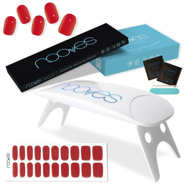 Nooves Láminas Uñas Gel Premium Estuche Rojo 5Uds