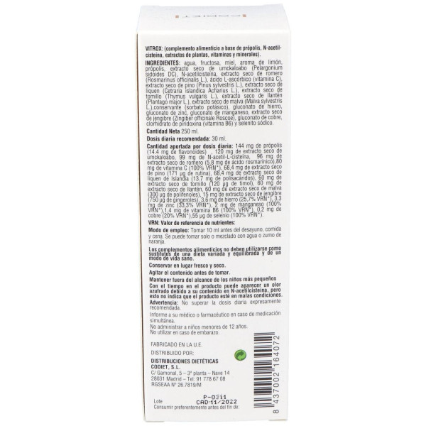 Codiet Vitrox Jarabe 250Ml