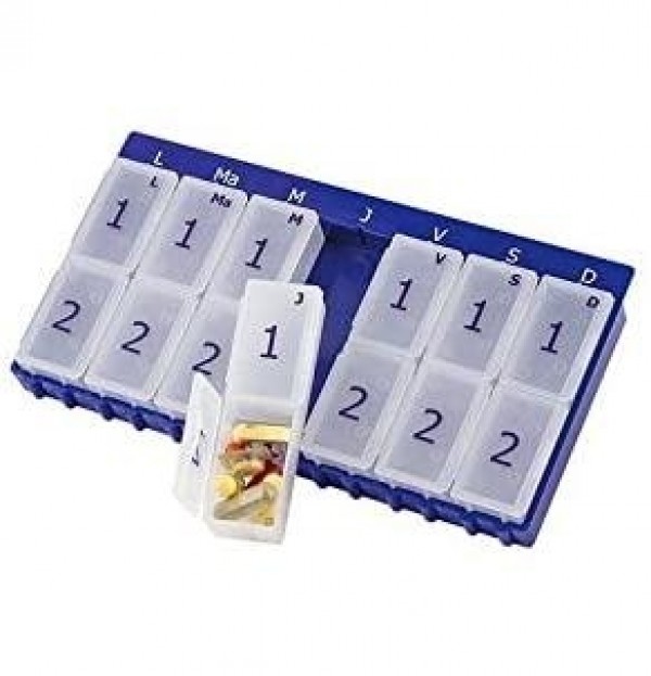 Pastillero Semanal - S - 2 Organizador De Medicamentos (Semanal 2T Diaria)