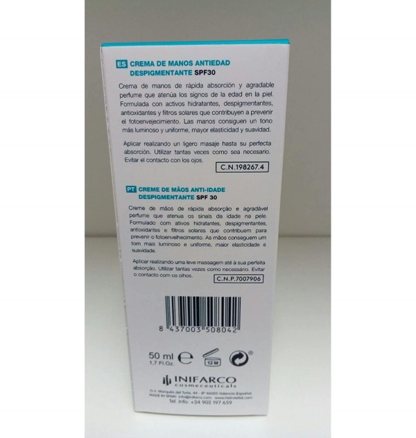 Hidrotelial Crema Manos Antiedad Despigmentante - Spf 30 (1 Envase 50 Ml)