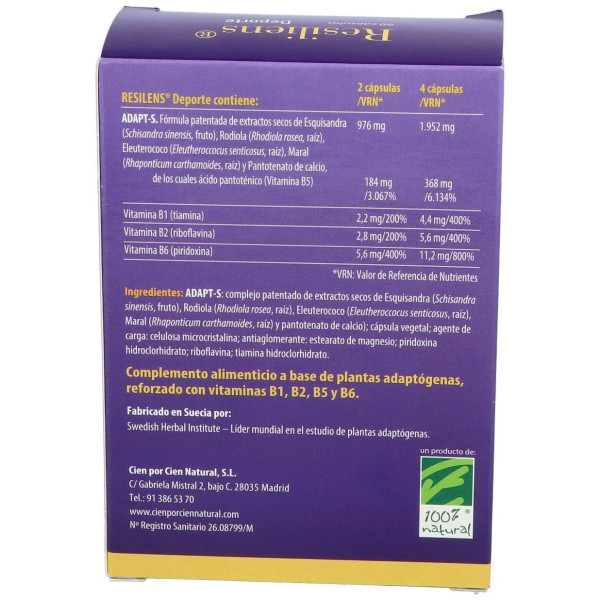 100% Natural Resiliens Deporte 60 Cápsulas