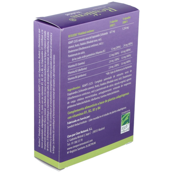 100% Natural Resiliens Vitalidad 60 Cápsulas