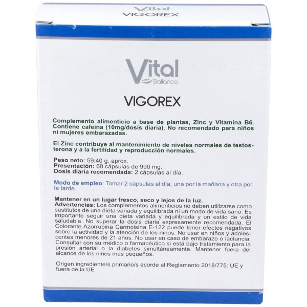 Vital Ballance Vigorex Para La Vitalidad Masculina 60 Cápsulas