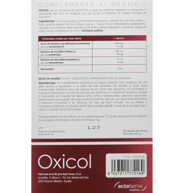 Oxicol, 28 Capsulas. - Actafarma Laboratorios