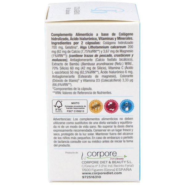 Corpore Beauty Colageno Hidrolizado+Ac Hialur. 60C